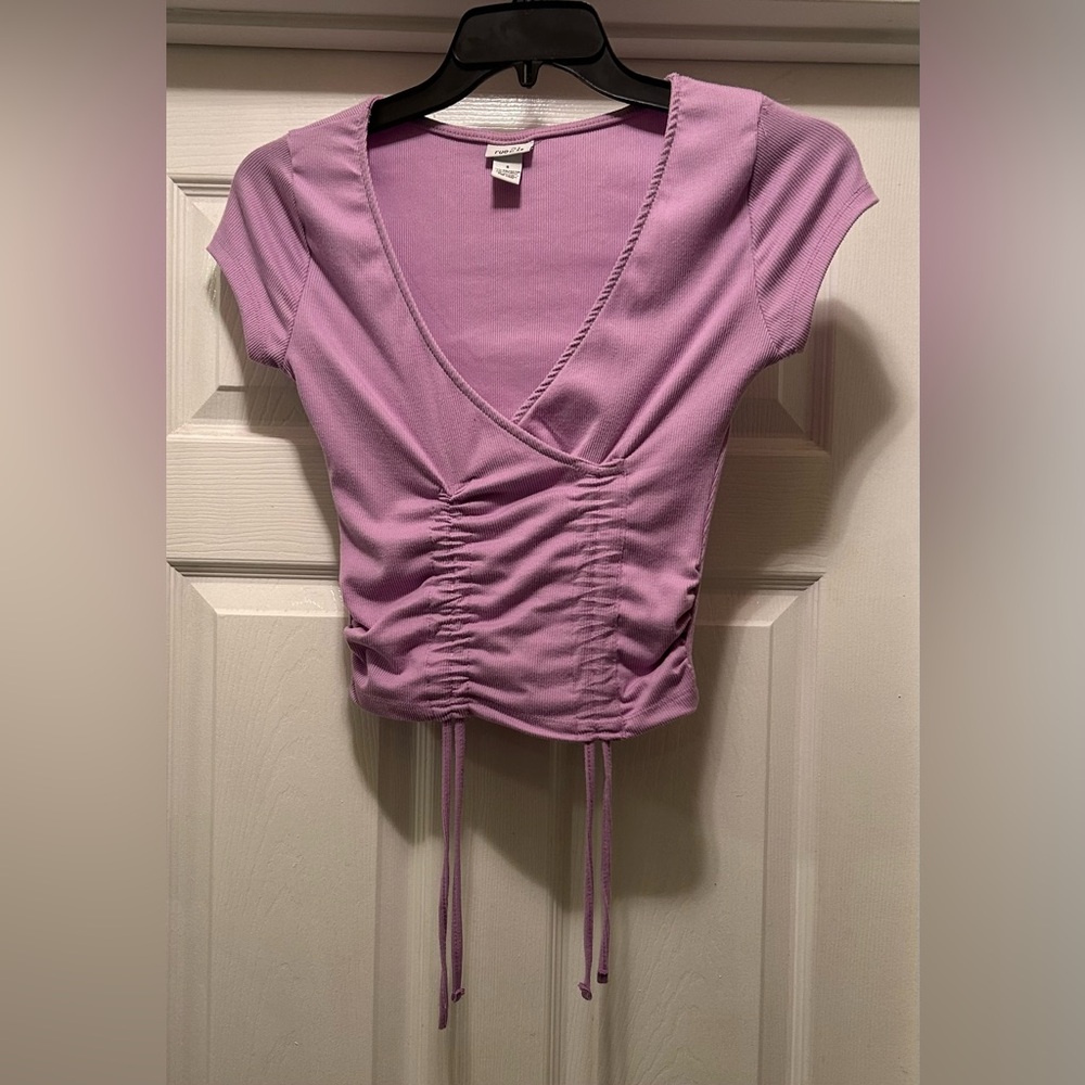 Rue21 Lavender Ruched V-Neck Blouse